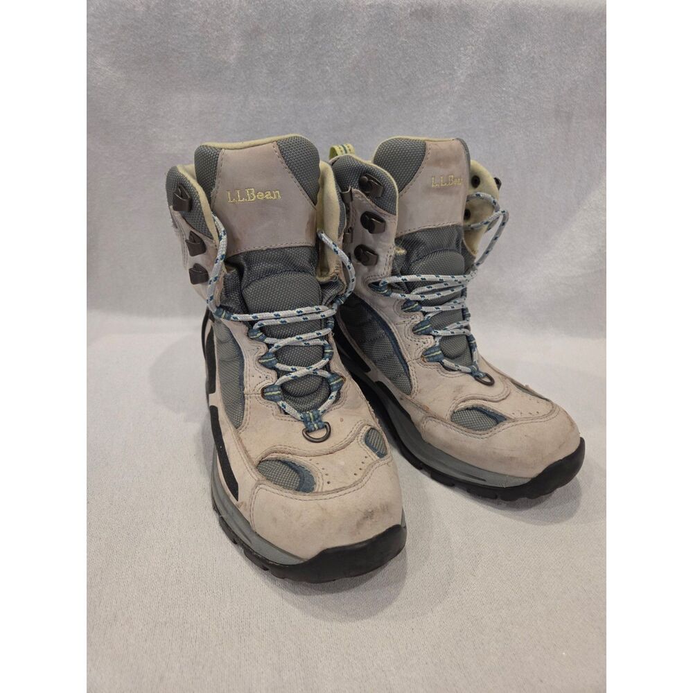 LL Bean Women's Trail Model Mid Hiking Boots Gray Blue Size 8
